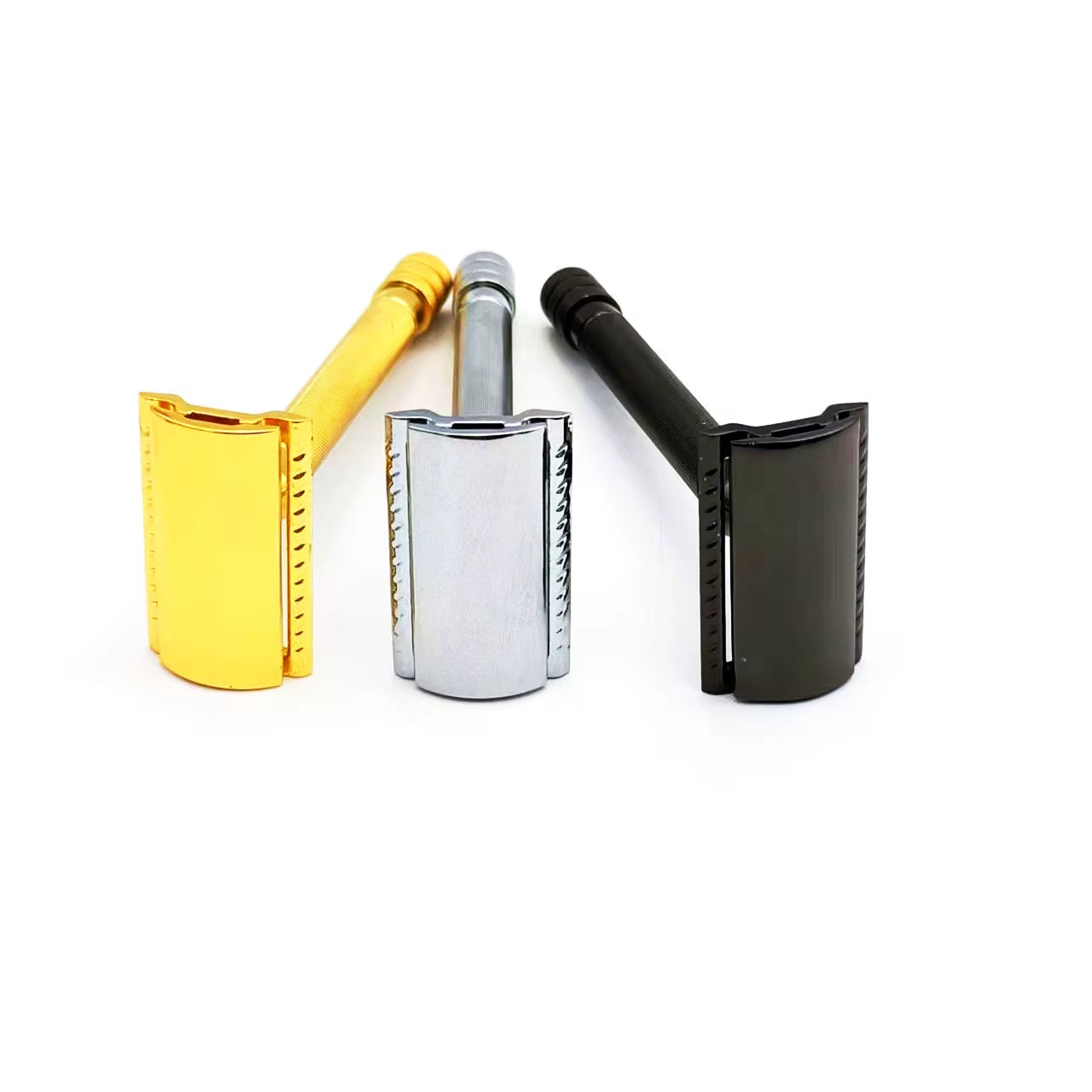 Aluminum Alloy Handle Double Edge Safety Razor with 5 Blades - Ideal for Women and Men'S Grooming