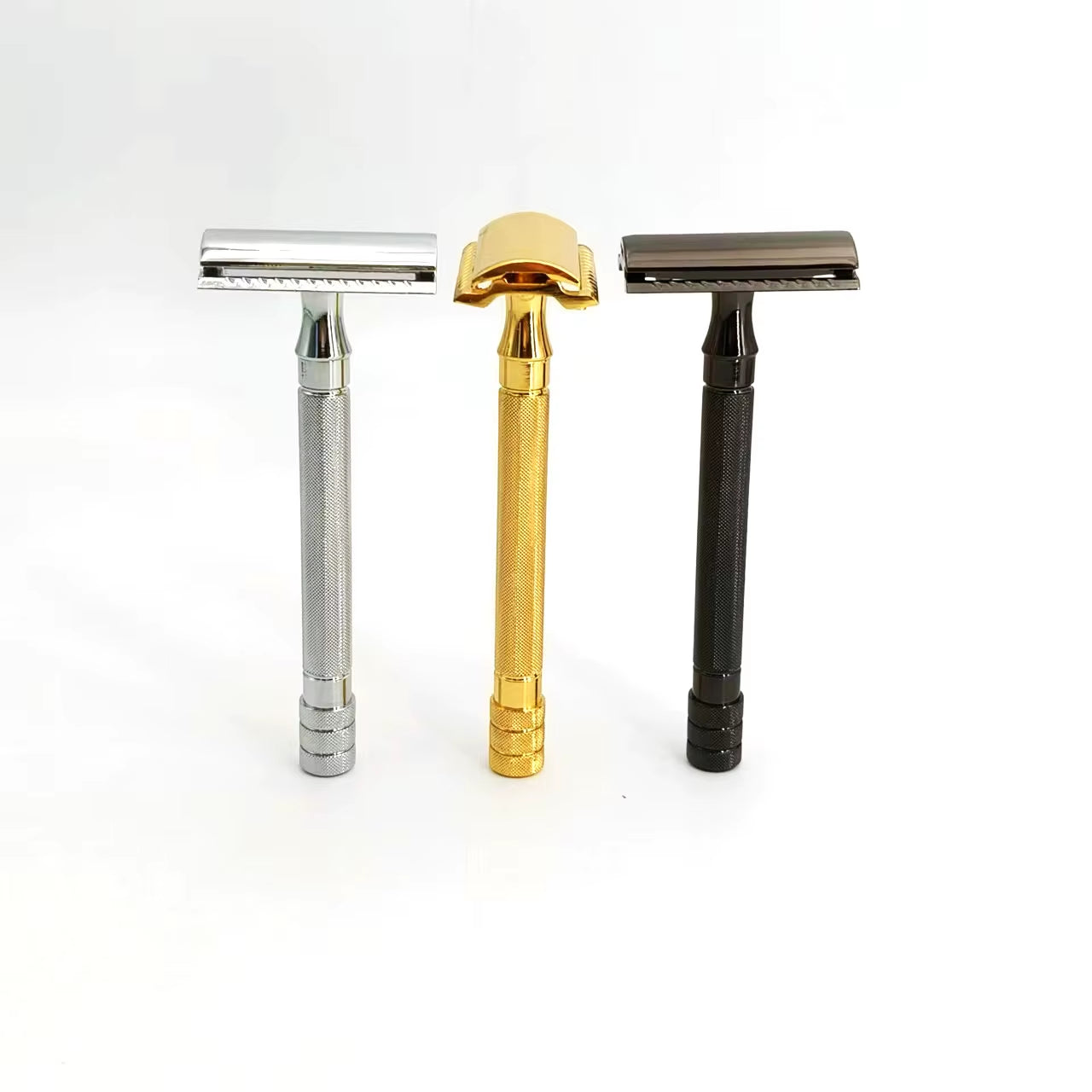 Aluminum Alloy Handle Double Edge Safety Razor with 5 Blades - Ideal for Women and Men'S Grooming